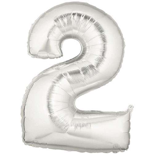 Silver Foil Number Balloon - 2 - Click Image to Close